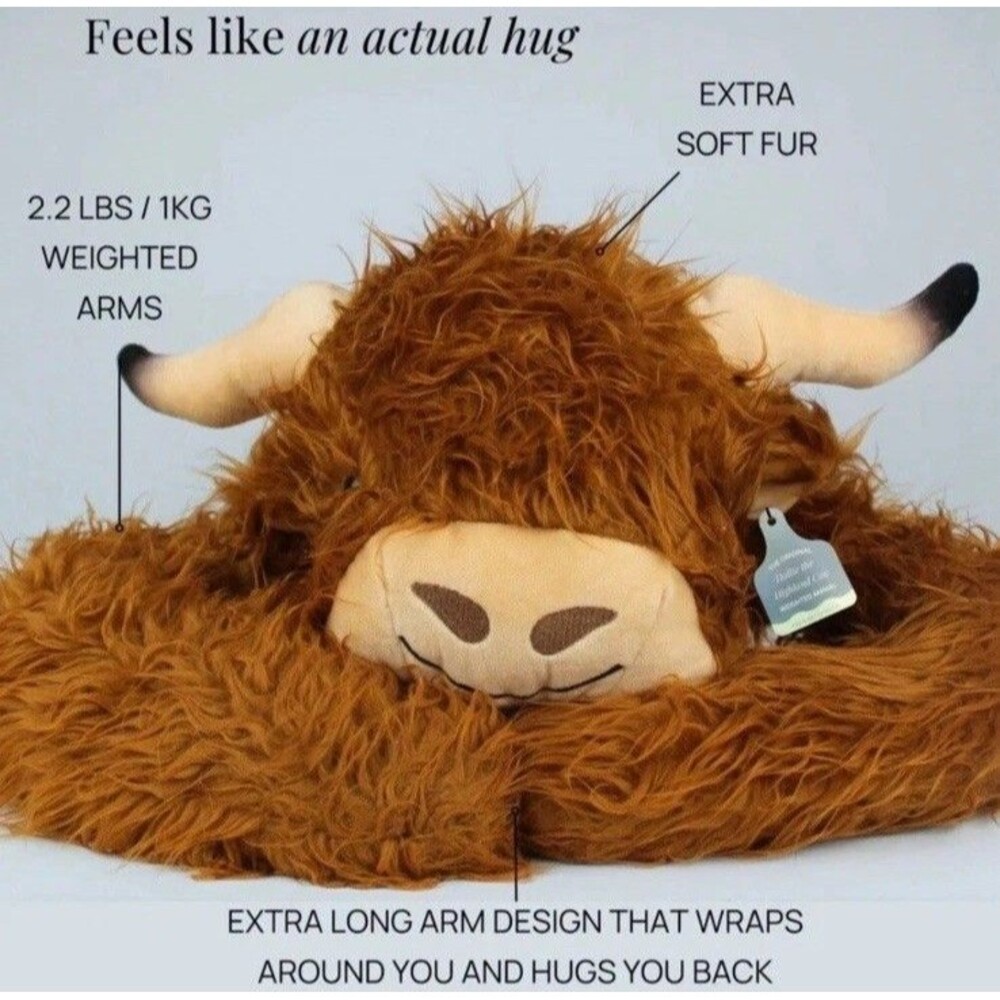 NWT Pulse of Potential Hallie The Highland Cow Weighted Plush Anxiety Relief Hug